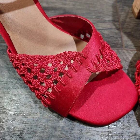 Fanylrobon Red Cloth Shoes Anthropologie Sandals - Picture 8 of 12